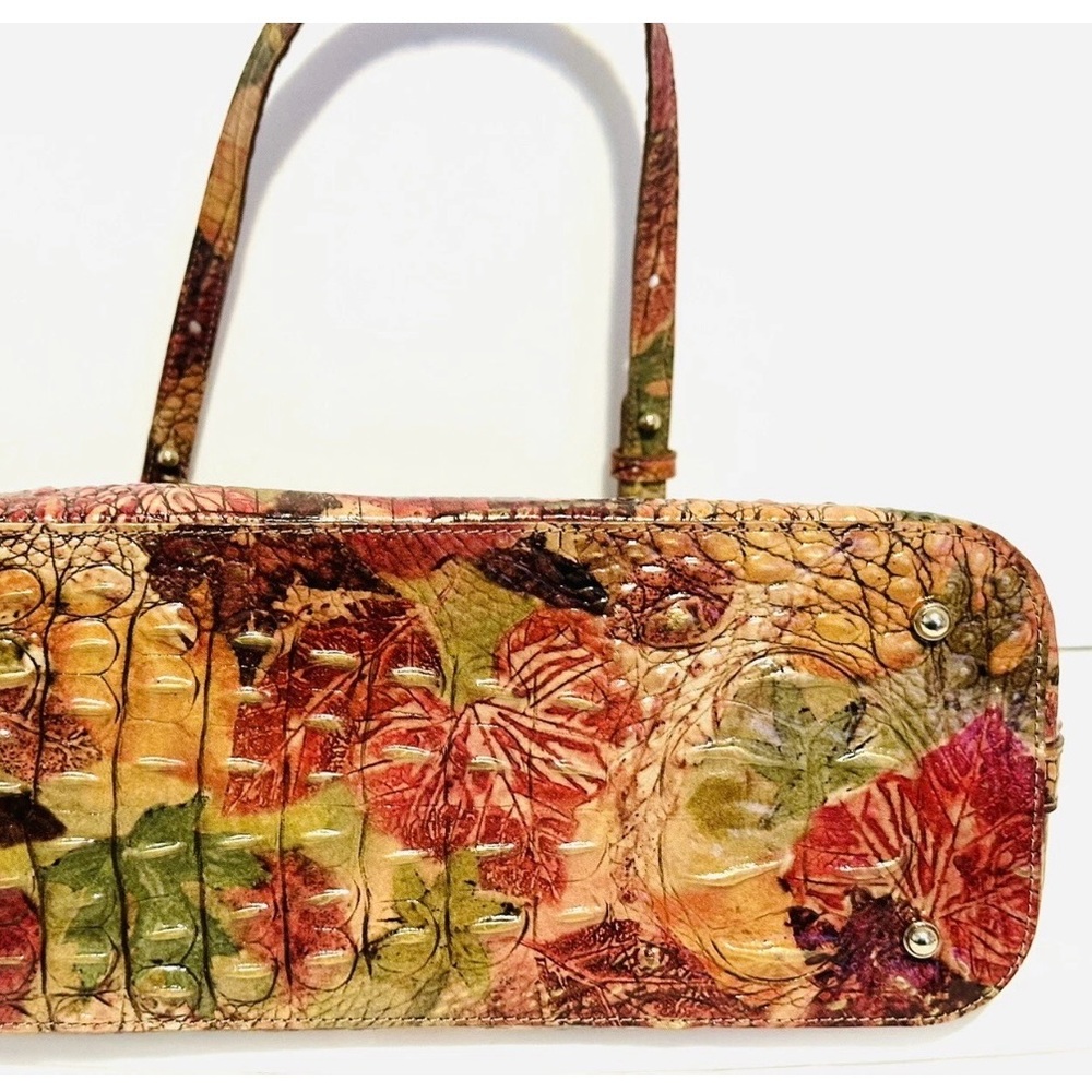 Brahmin Red and Green Shoulder Tote Bag with Textured Design - Picture 9 of 14